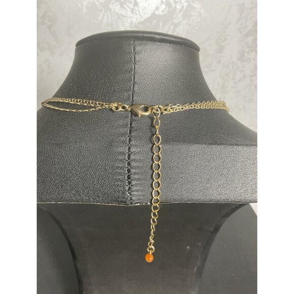 Multi-Layer Gold & Orange Beaded Necklace With Lobster Clasp - Picture 4 of 5